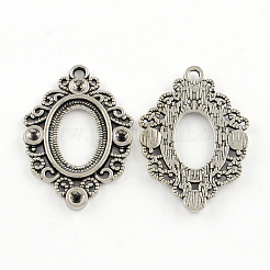 Tibetan Style Alloy Pendant Rhinestone and Cabochon Open Back Settings&nbsp;TIBEP-R304-021AS-LF