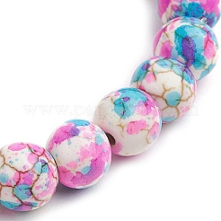Round Synthetic Turquoise Beaded Stretch Bracelets for Womenm Men&nbsp;BJEW-JB11548-02