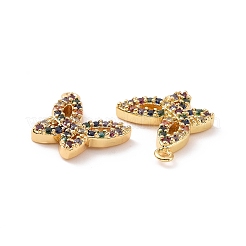 Butterfly Brass Micro Pave Colorful Cubic Zirconia Charms&nbsp;KK-G435-40G