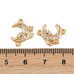 Brass Pave Clear Cubic Zirconia Connector Charms&nbsp;KK-C115-24G