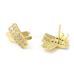 Rack Plating Brass Pave Cubic Zirconia Criss Cross Stud Earrings for Women&nbsp;EJEW-D059-28G