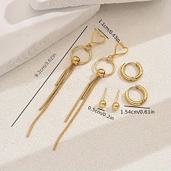 Stainless Steel Ring Tassel Earrings Sets&nbsp;OV1980-3
