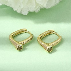 Brass Micro Pave Clear Cubic Zirconia Huggie Hoop Earrings&nbsp;EJEW-G473-08G
