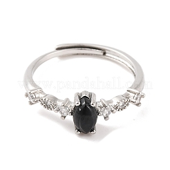 Horse Eye Natural Black Onyx Adjustable Rings&nbsp;RJEW-Q817-02P-09
