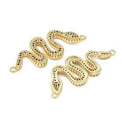 Brass Micro Pave Colorful Cubic Zirconia Snake Connector Charms&nbsp;KK-L243-18G