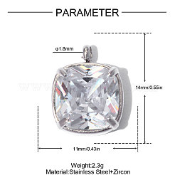 304 Stainless Steel Pave Clear Cubic Zirconia Charms&nbsp;CU-OY001-31P