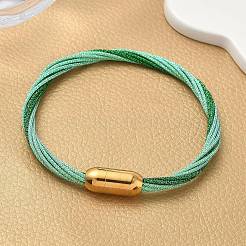 304 Stainless Steel with Polyester Metallic Cord Bracelets for Women&nbsp;BJEW-Z145-01G