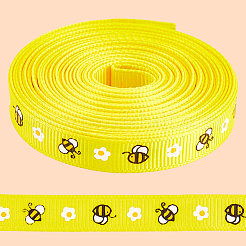 Polyester Bees Printed Grosgrain Ribbons&nbsp;SRIB-WH20020-018F