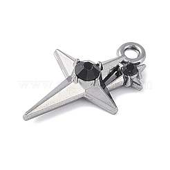 Rack Plating Alloy Jet Rhinestone Pendants&nbsp;PALLOY-F018-18B-02