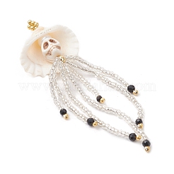Dyed Synthetic Turquoise & Natural Black Onyx & Glass Seed Beaded Skull Jellyfish Big Pendants&nbsp;PALLOY-MZ00871-02