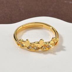 Brass Micro Pave Cubic Zirconia Finger Rings&nbsp;RJEW-H258-01G