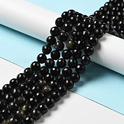 Natural Golden Sheen Obsidian Beads Strands&nbsp;G-P476-01D-04