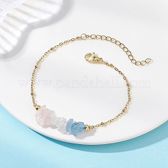 304 Stainless Steel Satellite Chains & Natural Gemstone Chip Beads Bracelets&nbsp;BJEW-JB12714
