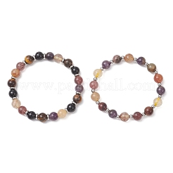2Pcs Natural Auralite & Black Onyx & Tiger Eye Beads Stretch Bracelets for Women&nbsp;BJEW-JB13152