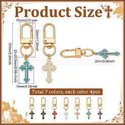 28Pcs 7 Styles Cross Alloy Enamel Pendant Decoration&nbsp;HJEW-PH02125
