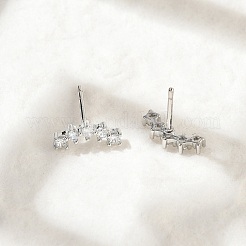 Brass Micro Pave Clear Cubic Zirconia Stud Earrings&nbsp;EJEW-R016-26P-15