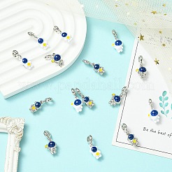 16Pcs 4 Styles Spray Printed Alloy European Dangle Charms&nbsp;FIND-CJ0005-53