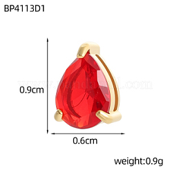 Brass Cubic Zirconia Slide Charms&nbsp;STAS-OY016-04G