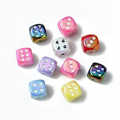 10Pcs UV Plating Rainbow Iridescent Acrylic Enamel Beads&nbsp;SACR-FS0001-32