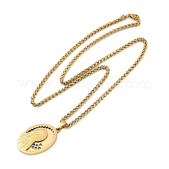 201 Stainless Steel Virgin Mary Pendant Wheat Chain Necklaces for Men&nbsp;NJEW-S387-09G-04