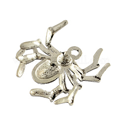 Halloween Jewelry Tibetan Style Alloy Spider Pendants&nbsp;TIBEP-S269-AS-FF