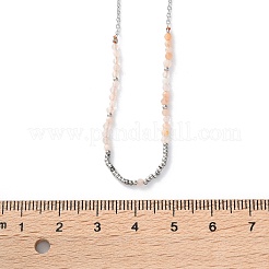 Faceted Round Natural Sunstone Beaded Necklaces&nbsp;NJEW-A045-05P