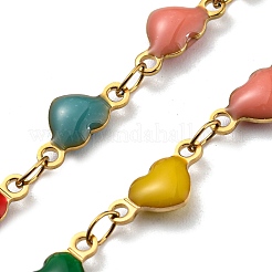 Ion Plating(IP) Golden 304 Stainless Steel Heart Link Chain Necklaces&nbsp;NJEW-E098-02G-01