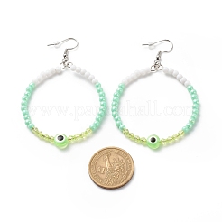Resin Evil Eye & Acrylic Beaded Big Ring Dangle Earrings&nbsp;EJEW-JE04999-04