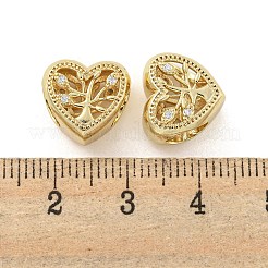 Rack Plating Brass Micro Pave Clear Cubic Zirconia Beads&nbsp;KK-P270-14G