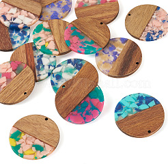 14Pcs 7 Colors Resin and Walnut Pendants&nbsp;FIND-TA0006-46