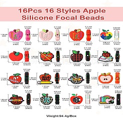 16Pcs 16 Styles Apple Silicone Focal Beads&nbsp;SIL-CJ0002-24