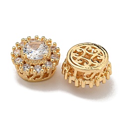 Brass Micro Pave Cubic Zirconia Beads&nbsp;KK-U037-06G-02