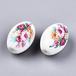 Printed & Spray Painted Opaque Glass Beads&nbsp;GLAA-S047-07B-D03