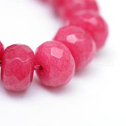 Faceted Rondelle Dyed Natural White Jade Bead Strands&nbsp;G-R343-6x8-17