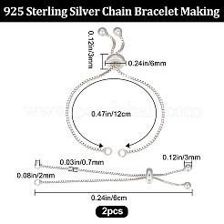 2Pcs 925 Sterling Silver Chain Link Bracelet Making&nbsp;MAK-BBC0001-02