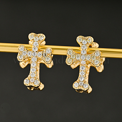 Brass Cross Hoop Earrings&nbsp;KD3664