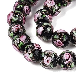 Luminous Handmade Lampwork & Glitter Powder Beads Strands&nbsp;LAMP-Q041-01A