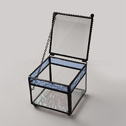Glass Storage Box with Lid & Chain&nbsp;AJEW-WH0817-042