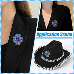 2Pcs 2 Styles Oval & Flower Alloy Rhinestone Lapel Pins for Backpack Clothes&nbsp;JEWB-AR0001-22