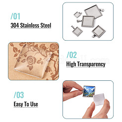 6Pcs 6 Styles 304 Stainless Steel Pendant Cabochon Settings&nbsp;STAS-TA0001-47A