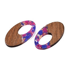 Transparent Resin and Walnut Wood Pendants&nbsp;RESI-T057-02G