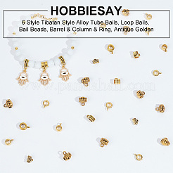 180Pcs 6 Style Tibetan Style Alloy Tube Bails&nbsp;FIND-HY0002-02