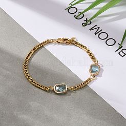 Rectangle with Glass Link Bracelets&nbsp;BJEW-JB06275-03