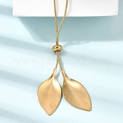 Adjustable 304 Stainless Steel Leaf Pendant Lariat Necklaces for Women&nbsp;SA-CBAB727-03G