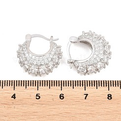Brass Micro Pave Clear Cubic Zirconia Hoop Earrings&nbsp;EJEW-Z164-16P