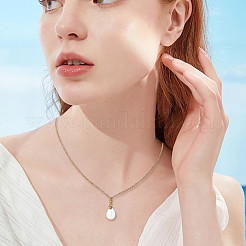 26Pcs 26 Styles Natural Shell Teardrop Charms with Golden Tone Metal Letter Slices&nbsp;SHEL-SC0001-93