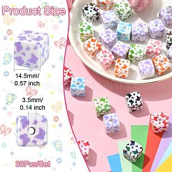 30Pcs UV Plating Acrylic Printed Beads&nbsp;MACR-CJ0002-10