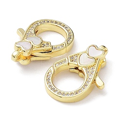 Rack Plating Brass Micro Pave Clear Cubic Zirconia Lobster Claw Clasps&nbsp;KK-F858-07A-G