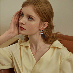 Cubic Zirconia & Alloy Enamel Cherry Pendant Necklaces & Dangle Earrings&nbsp;SJEW-FI0001-22