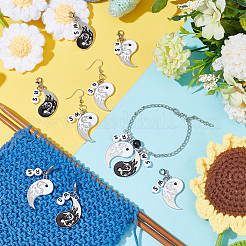 Alloy Enamel Yin Yang with Dragon Pendant Locking Stitch Markers&nbsp;HJEW-AB00088
